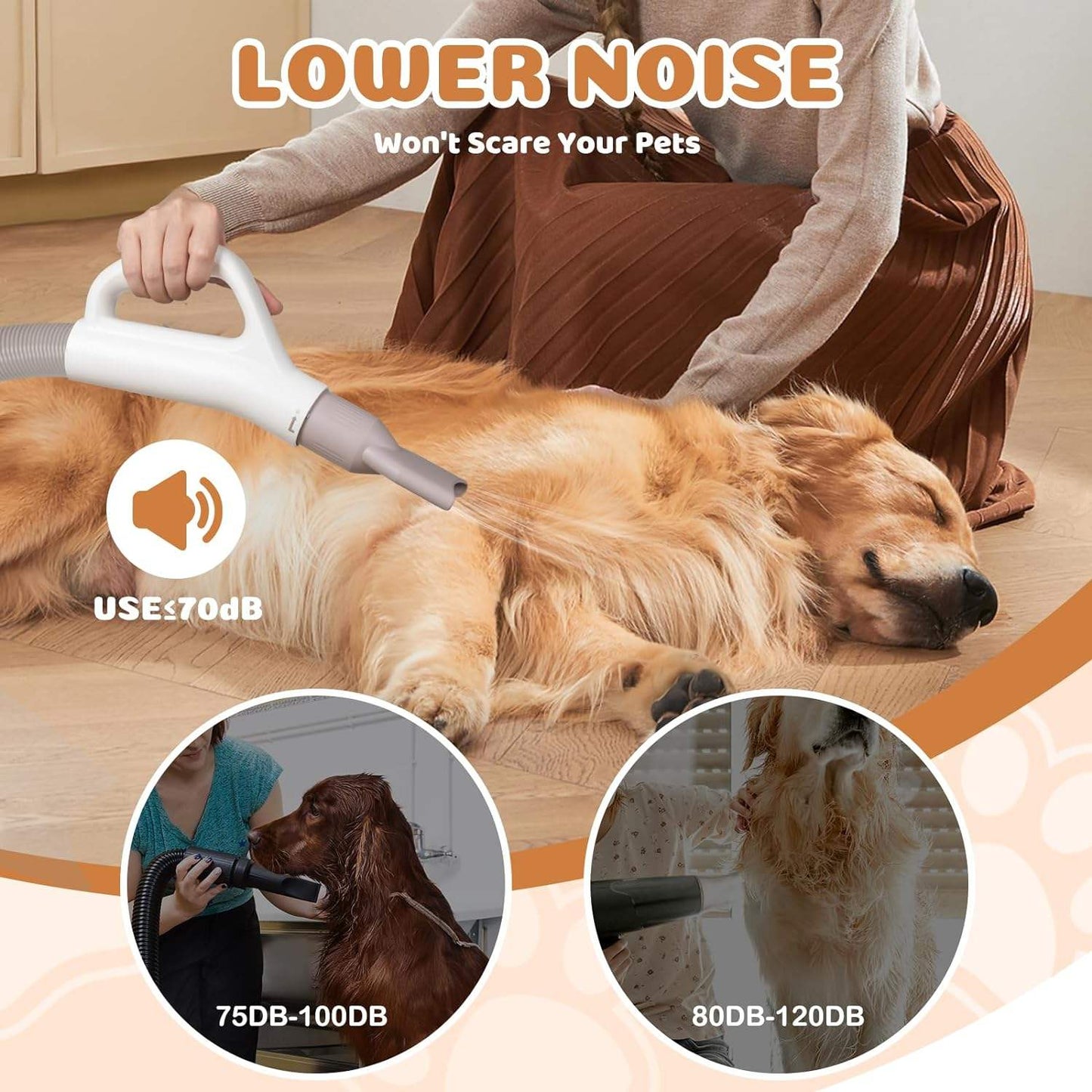 YOSON Smart Pet Hair Dryer Temperature and Speed Adjustable with 4in1 Nozzles Grooming Dog Dryer Machine For Dogs Cats